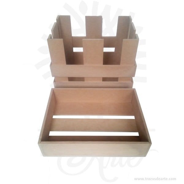 Caja regalo tipo guacal en madera MDF 28 X 20 X 24 cm en crudo - Image 2