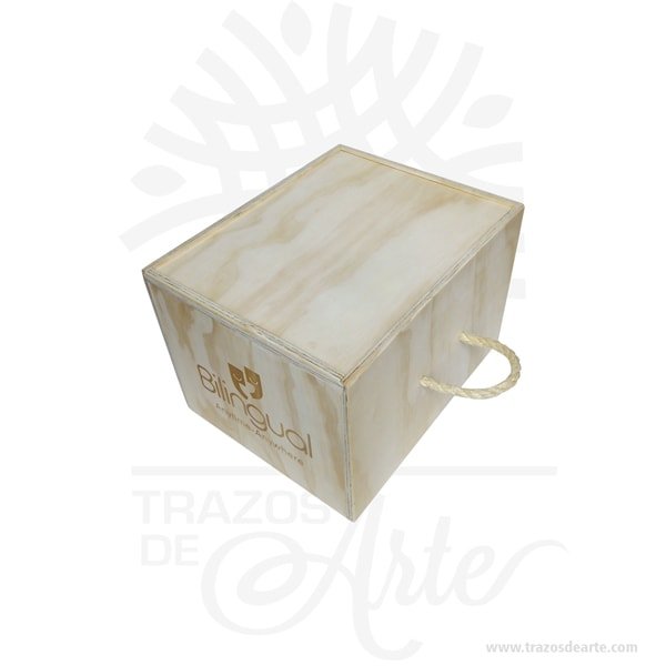 Caja De Madera Tapa Corrediza y Manijas De Lazo - Image 2