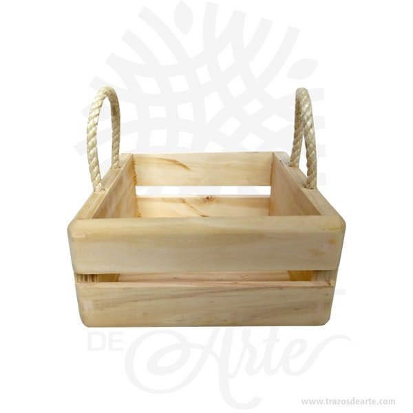 Caja canasta en madera de pino para regalo de 20 x 20 x 10 cm - Image 4