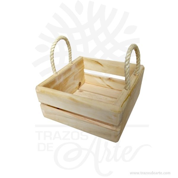 Caja canasta en madera de pino para regalo de 20 x 20 x 10 cm - Image 3