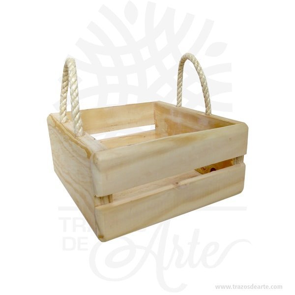 Caja canasta en madera de pino para regalo de 20 x 20 x 10 cm - Image 2