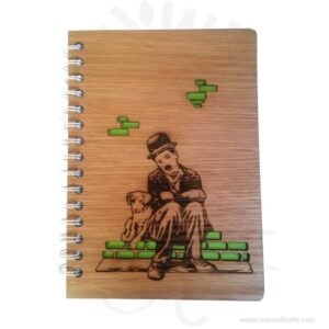 Cuaderno madera Charles Chaplin para personalizar