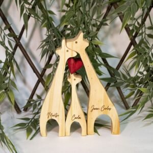 Escultura Familia 4 Jirafas en Madera