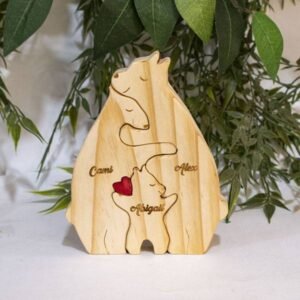 Escultura Familiar 3 Osos en Madera de Pino Personalizado
