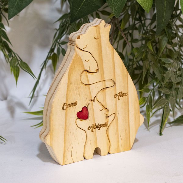 Escultura Familiar 3 Osos en Madera de Pino Personalizado - Image 3