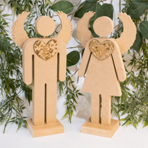 Figuras pareja de ángeles en madera MDF 18 mm