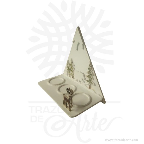 Soporte velas montaña navidad blanco en MDF de 3 mm - Image 6