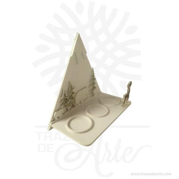 Soporte velas montaña navidad blanco en MDF de 3 mm - Image 5