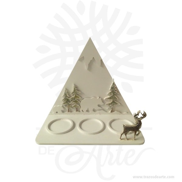 Soporte velas montaña navidad blanco en MDF de 3 mm - Image 4