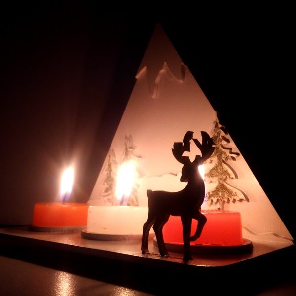 Soporte velas montaña navidad blanco en MDF de 3 mm - Image 2