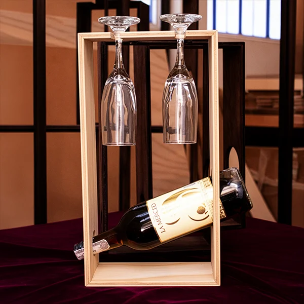 Caja Exhibidora Para Vino y Copas
