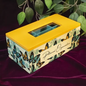 Caja para Té en MDF decorada  23 x 12 x 9 cm