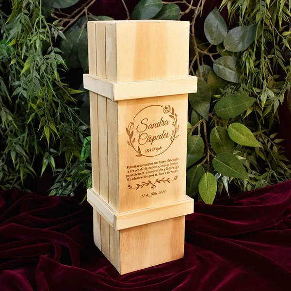 Caja para vino en madera 33 X 10 X10 cm