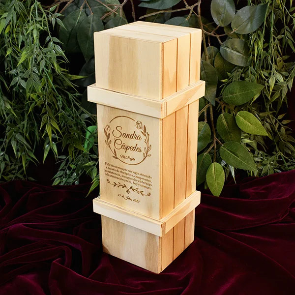 Caja para vino en madera 33 X 10 X10 cm - Image 2