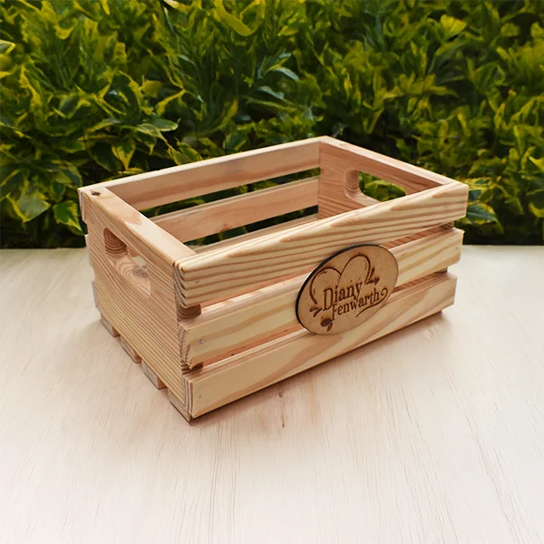 Caja regalo tipo huacal en madera de pino 25 X 18 X 12 cm en crudo - Image 4