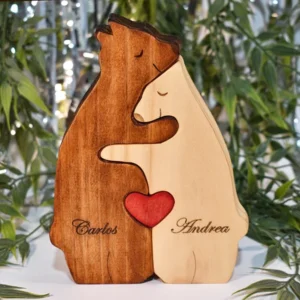 Escultura Pareja de Osos en Madera de Pino Personalizado
