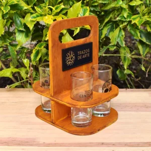 Porta Shots de Madera x4