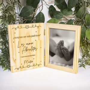 Portarretrato Libro en Madera de Pino