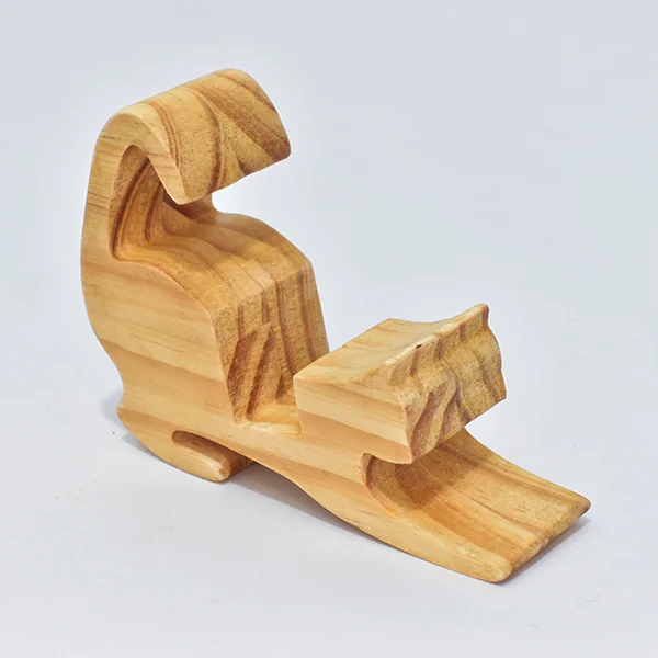 Soporte teléfono móvil gato en madera de pino - Image 6